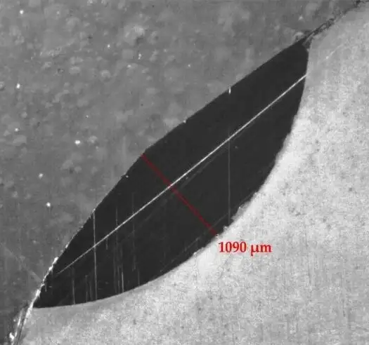 Seat hardfacing cut section